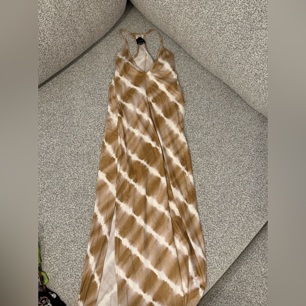 Lumiere Brown and Cream Tie-Dye Maxi Dress